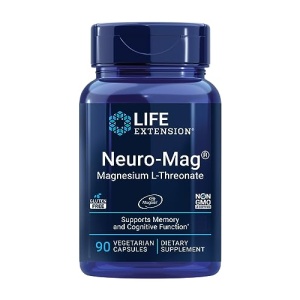 Life Extension Neuro-mag Magnesium L-threonate, Magnesium L-threonate, Brain Health, Memory & Attention, Gluten Free, Vegetarian, Non-GMO, 90 Vegetarian Capsules