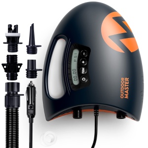 OutdoorMaster Shark High Pressure SUP Pump - Electric Air Pump with 20 PSI Active Cooling System Dual Stage Inflation & Auto-Off for Inflatable Paddle Board, Boats, Water Sports -2nd Gen